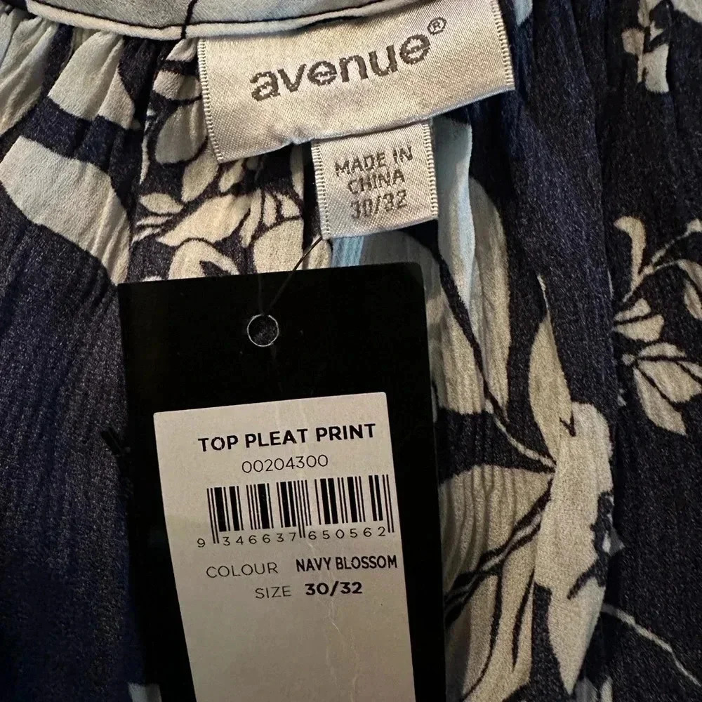 Avenue top pleat print navy blossom size 30/32 - Picture 7 of 10